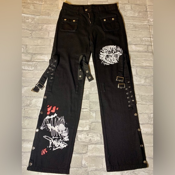 FASHION SEXY LOUNGE: WOMEN’S JEANS WITH REMOVABLE BUCKLED STRAPS - Picture 2 of 7